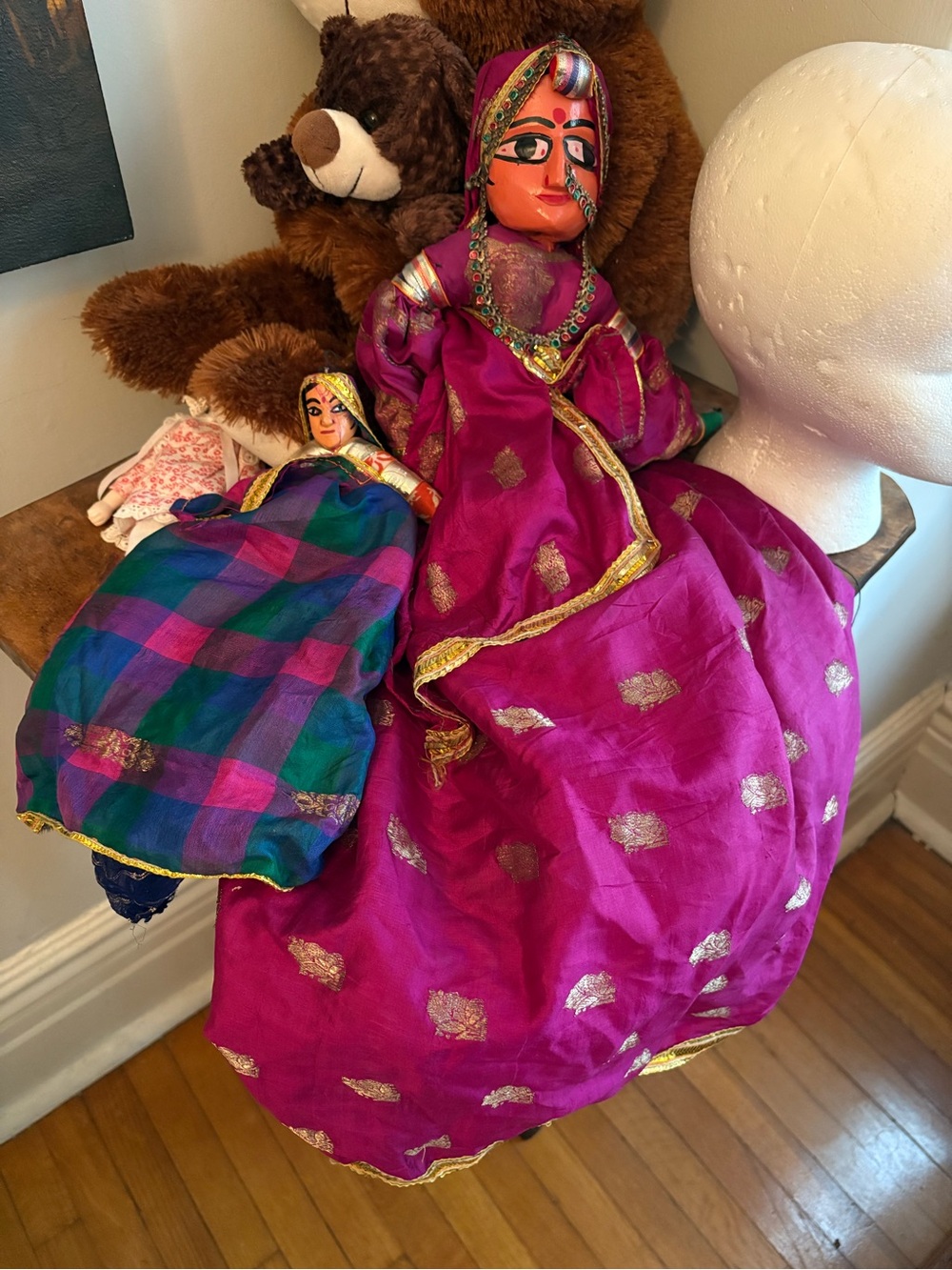 Handcrafted Purple Indian Puppet Doll for Kids